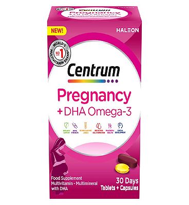 Centrum Pregnancy + Docosahexaenoic Acid Omega 3 Vitamins - 30 Tablets, 30 Capsules