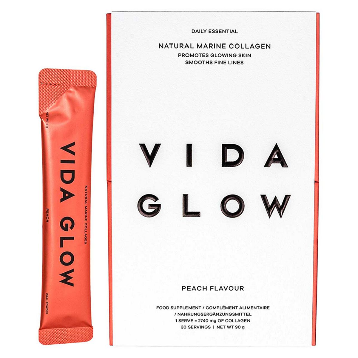 Vida Glow Natural Marine Collagen Peach - 30 X 3G Sachets