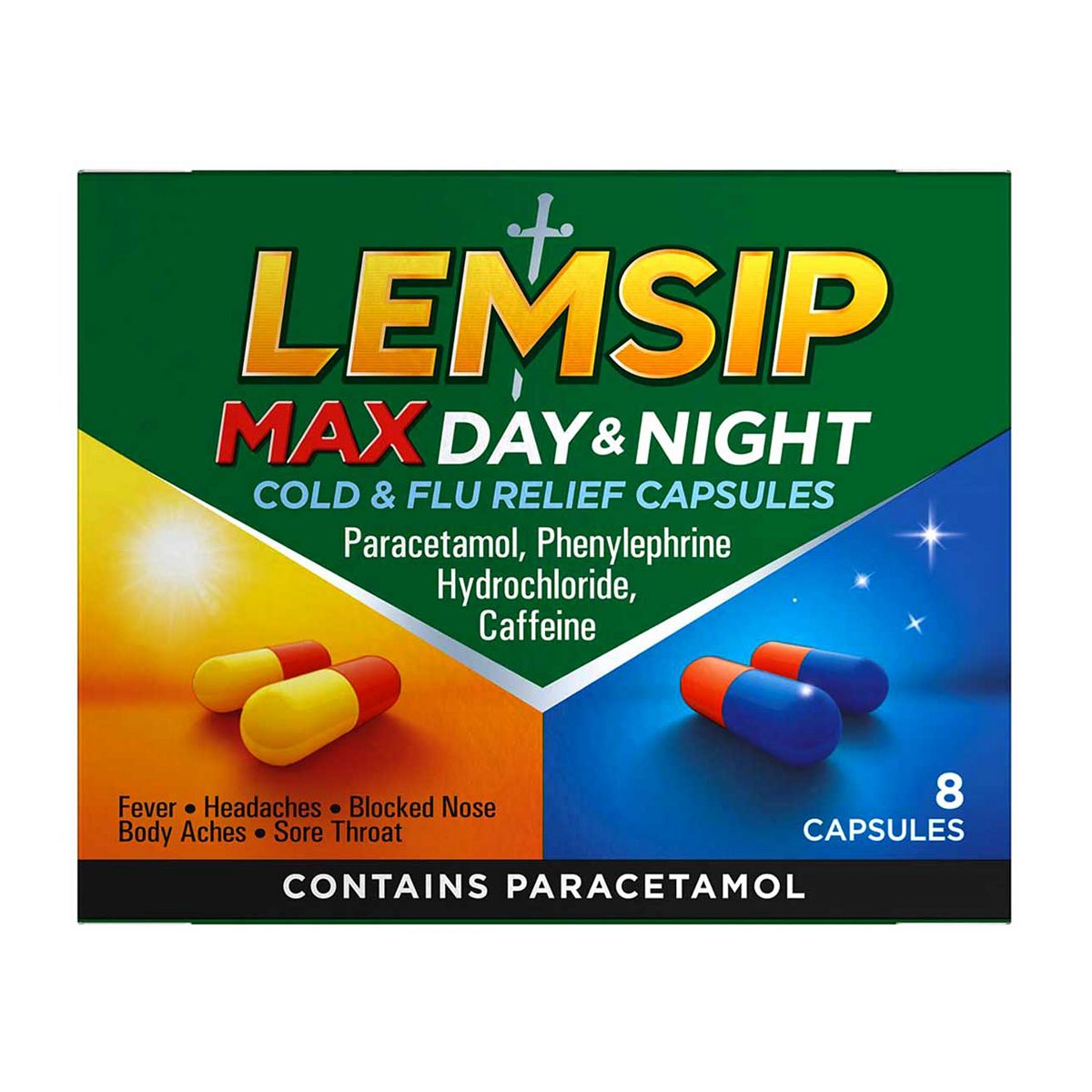Lemsip Max Day & Night Cold Flu Relief Capsules - 8