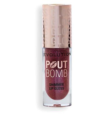 Revolution Pout Bomb Shimmer Gloss Nude Glow 4.5ml Nude Glow