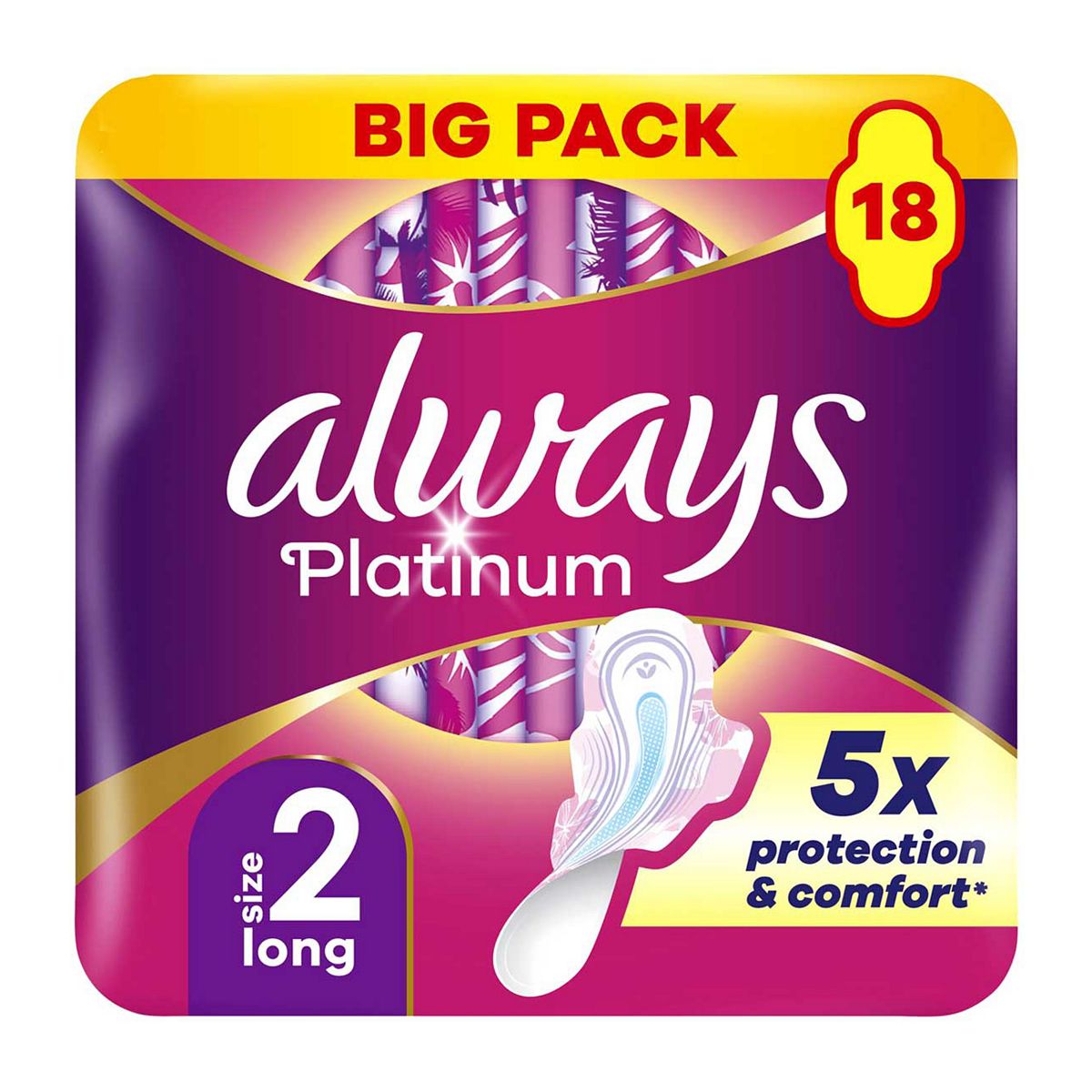 Always Platinum Long (Size 2) Pads Wings 18 Sanitary Towels