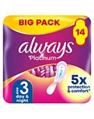 Always Platinum Day & Night Sanitary Towels With Wings 14 Pads