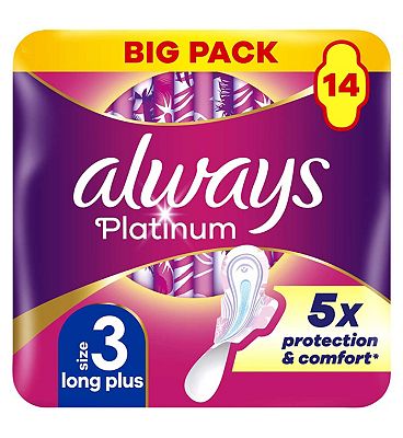 Always Platinum Day & Night Sanitary Towels With Wings 14 Pads