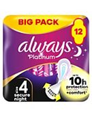 Always Platinum Secure Night (Size 4) Pads Wings 12 Sanitary Towels