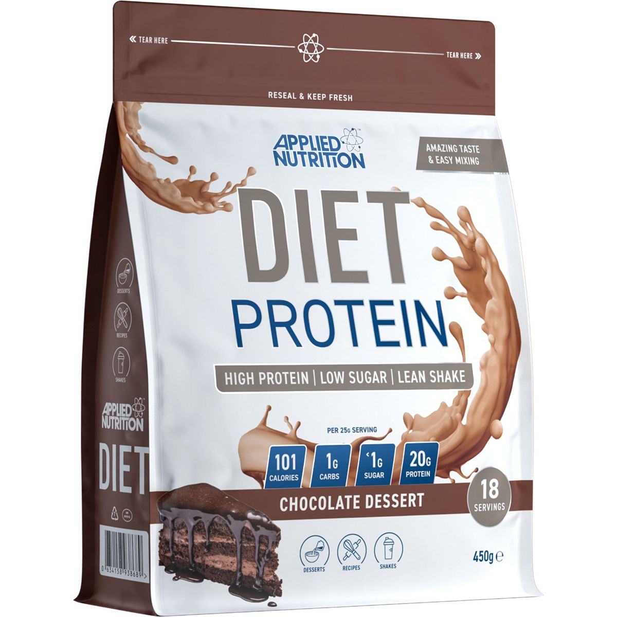 Applied Nutrition Diet Protein Powder Chocolate Dessert 450G