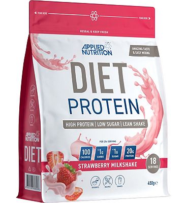 Click to view product details and reviews for Applied Nutrition Diet Protein Powder Strawberry Milkshake 450g.