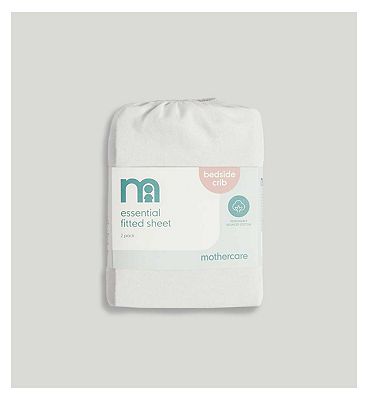 Mothercare Essentials Bedside Crib Fitted Sheet Grey 2s