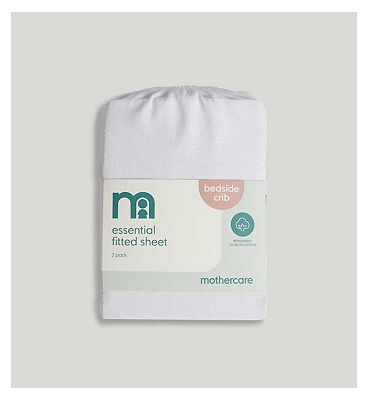 Mothercare Essentials Bedside Crib Fitted Sheet White 2s