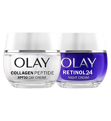 Olay Collagen Peptide SPF30 Day Cream 50ml & Olay Retinol 24 Night Cream 50ml Bundle