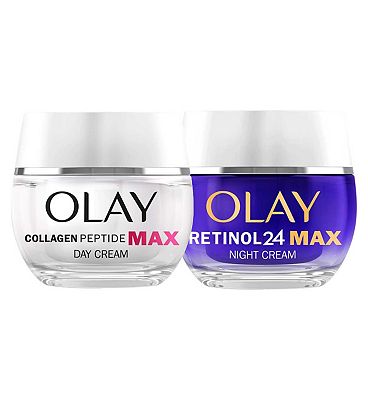 Olay Collagen Peptide MAX Day Cream 50ml & Olay Retinol 24 MAX Night Cream 50ml Bundle