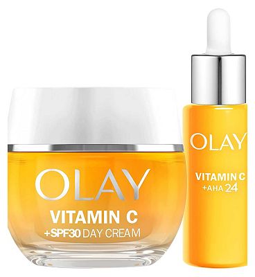 Olay Vitamin C Anti-Dark Spot SPF30 Day Cream 50ml & Vitamin C + AHA24 Day Serum 40ml Bundle