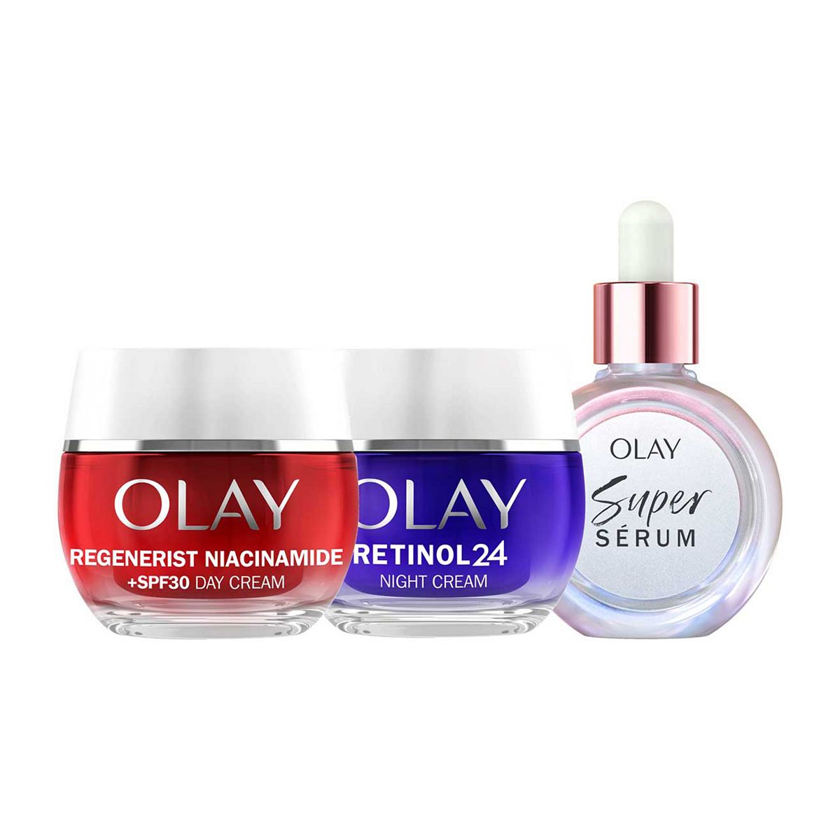 Olay Super Serum, Retinol 24 Night Cream & Regenerist Niacinamide Day Bundle
