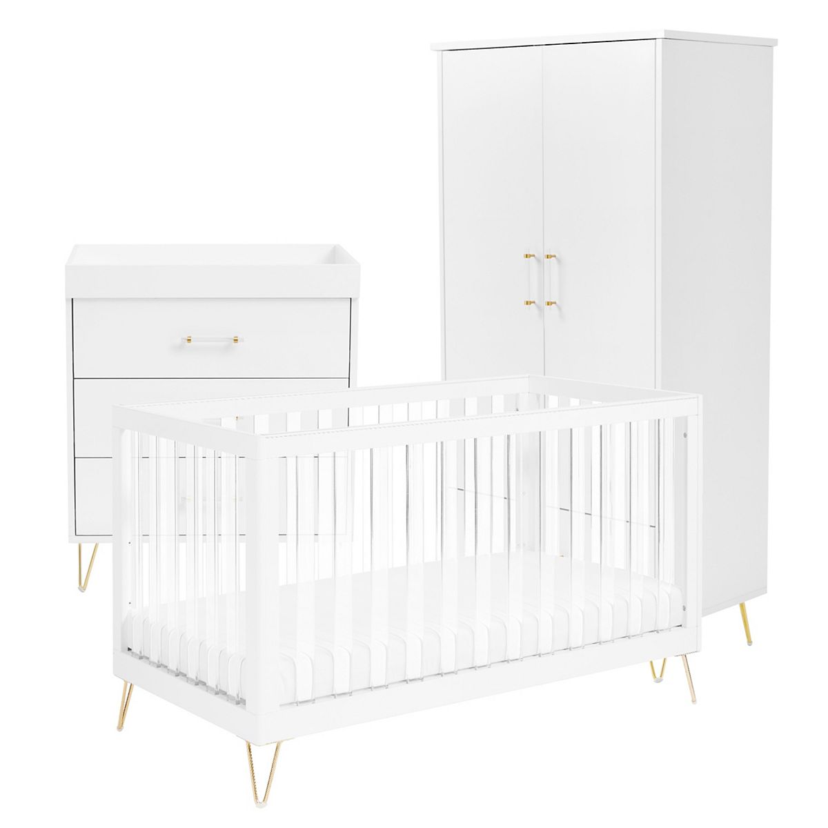 Babymore Kimi Xl Acrylic 3 Piece Nursery Room Set