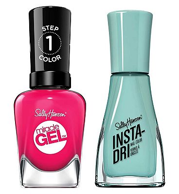 Sally Hansen Miracle Gel x Insta Dri Summer Nail Polish Bundle Duo - Gain Mo-Mint-Um