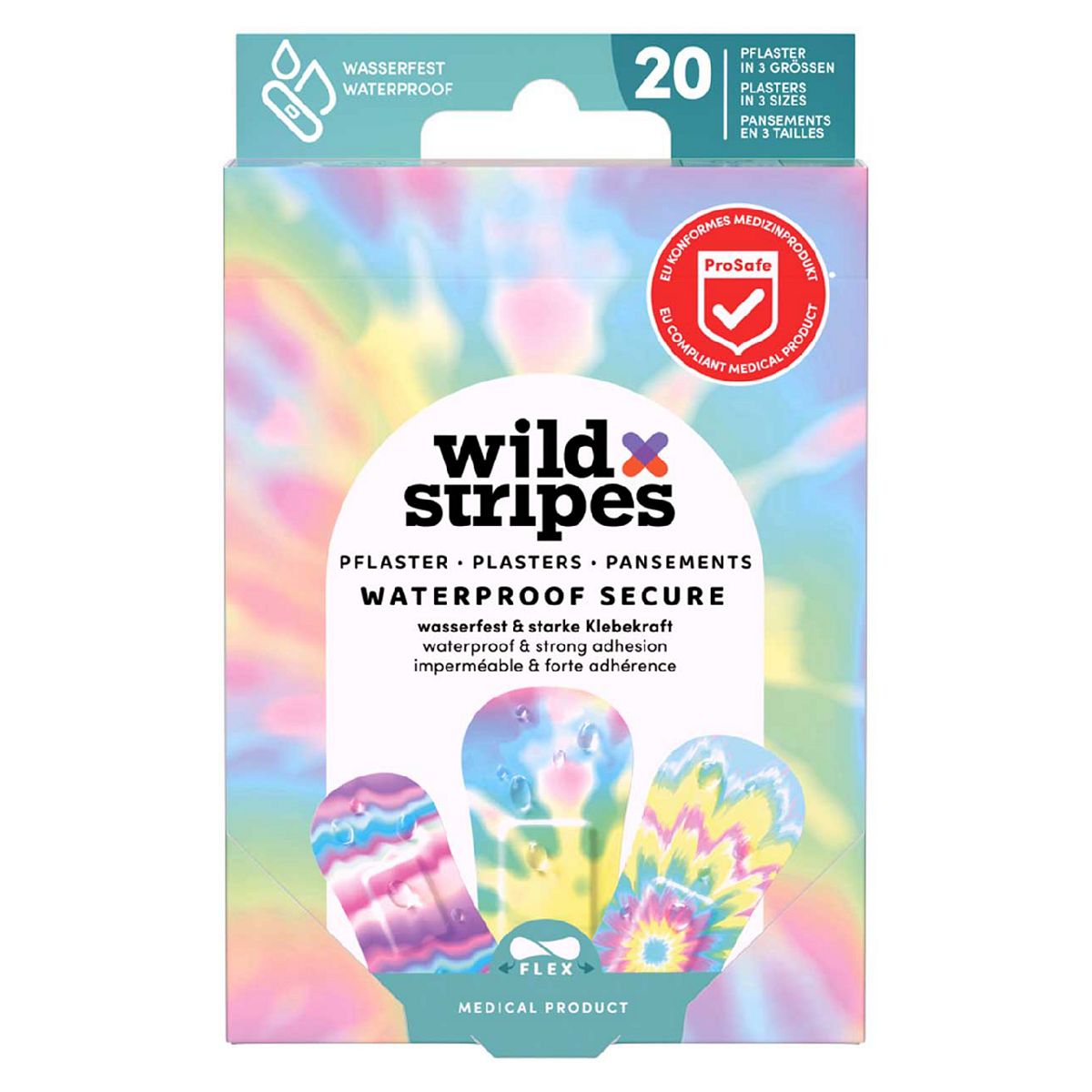 Wild Stripes Waterproof Rainbow Plasters 20S