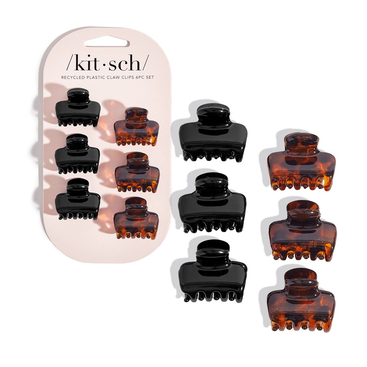 Kitsch Mini Puffy Claw Clips 6 Piece Set Black And Tort Multicolor