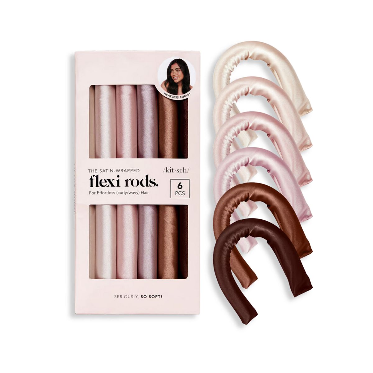 Kitsch Satin Wrapped Flexi Rods 6Pc Set Rosewood