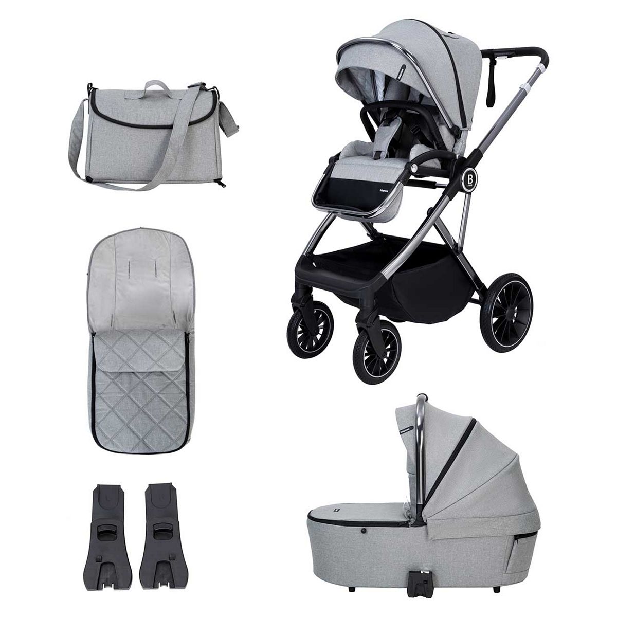 Babymore Chia Pram Pushchair - Pearl Grey