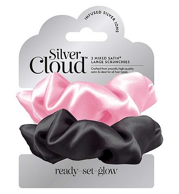 Silver Cloud Mixed Large Satin Scrunchies 2 Pack