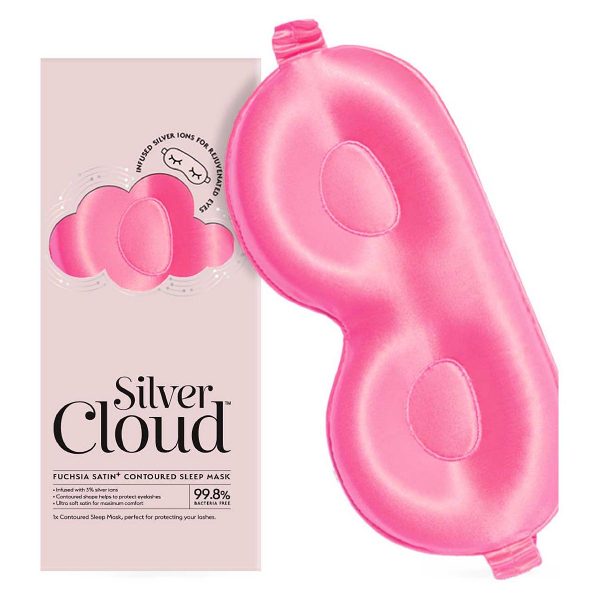 Silver Cloud Fuchsia Contoured Sleep Mask Infused With Silver Ions