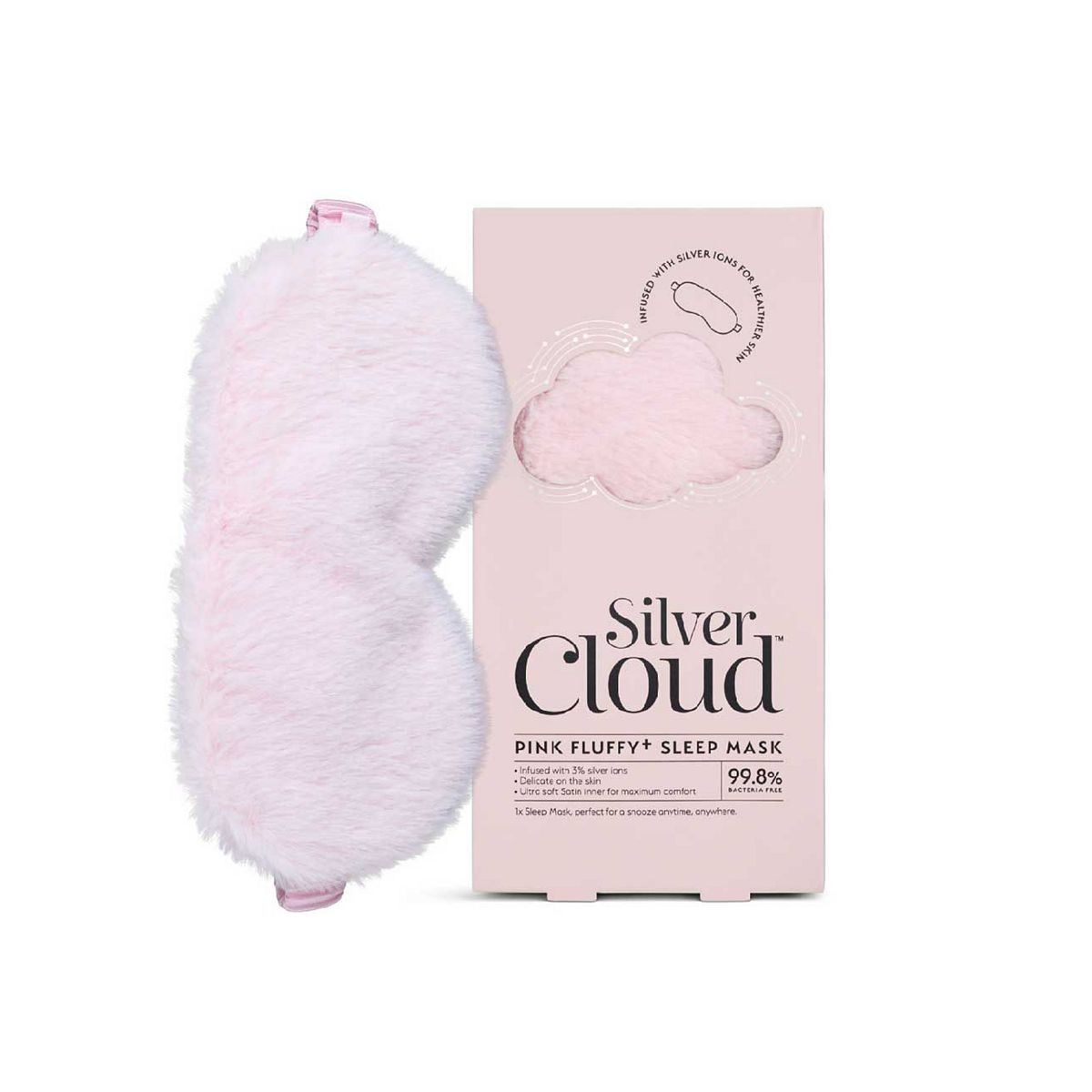 Silver Cloud Pink Fluffy Satin Sleep Eye Mask