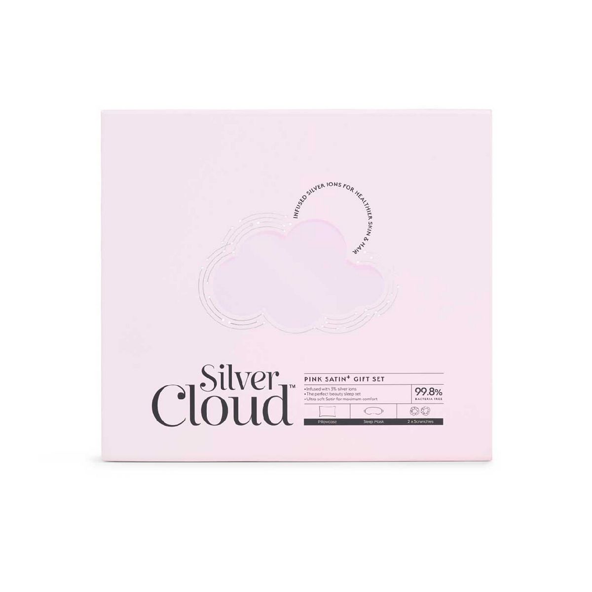 Silver Cloud Pink Satin Giftset Infused With Silver Ions Multicolor
