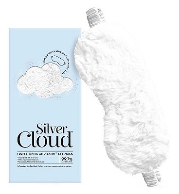 Silver Cloud White Fluffy Satin Sleep Eye Mask