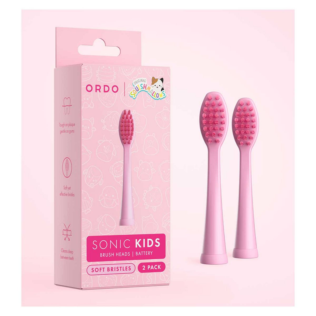 Ordo Sonic Kids Replacement Brush Heads Squishmallows Auggie 2 Pack