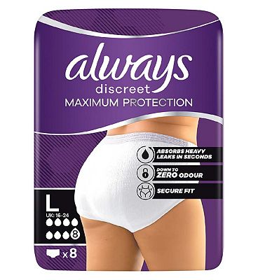 Always Discreet Maximum Protection Underwear Incontinence Pants Women Large x8