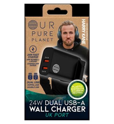 Our Pure Planet 24W Dual USB A UK Wall Charger