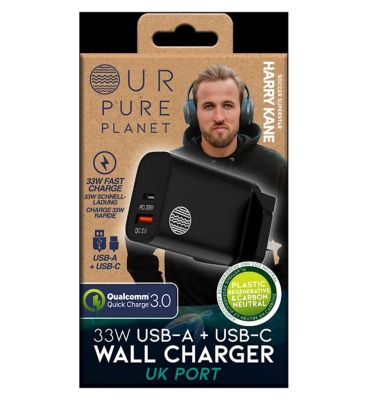 Our Pure Planet 30W USB A + USB C UK Wall Charger