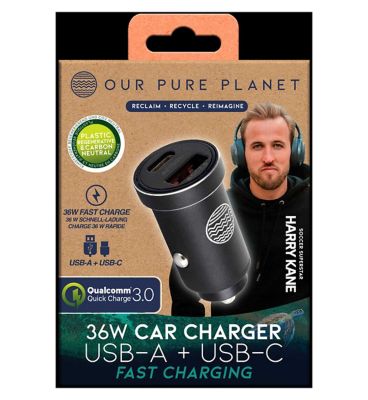 Our Pure Planet 36W USB-A + USB-C Car Charger