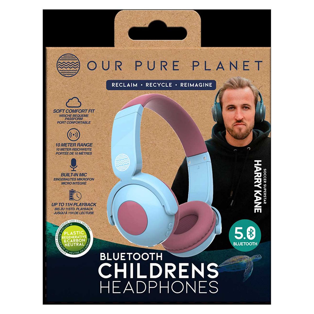 Our Pure Planet Kids Wireless Bluetooth Headphones OPP135 Blue Eco-Friendly - Image 5