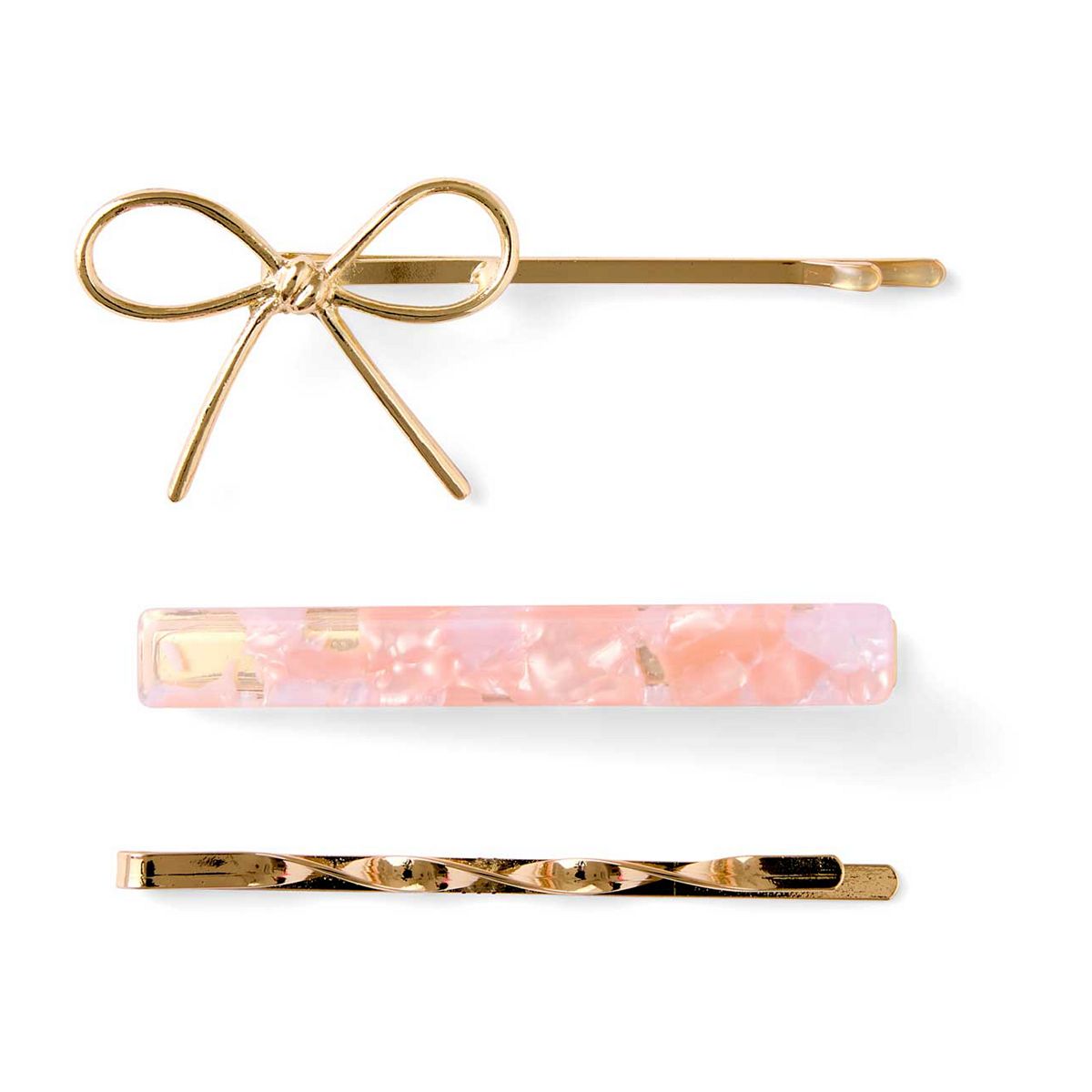  Bow Metal Hair Grip X 3 Multicolor