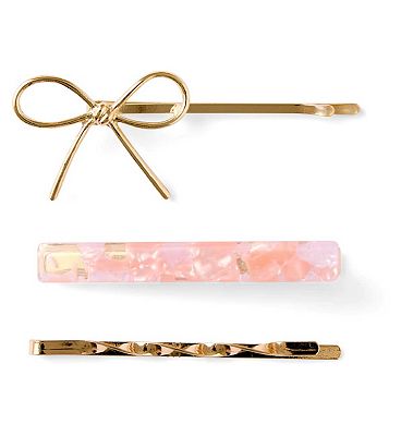 Boots Bow Metal Hair Grip x 3