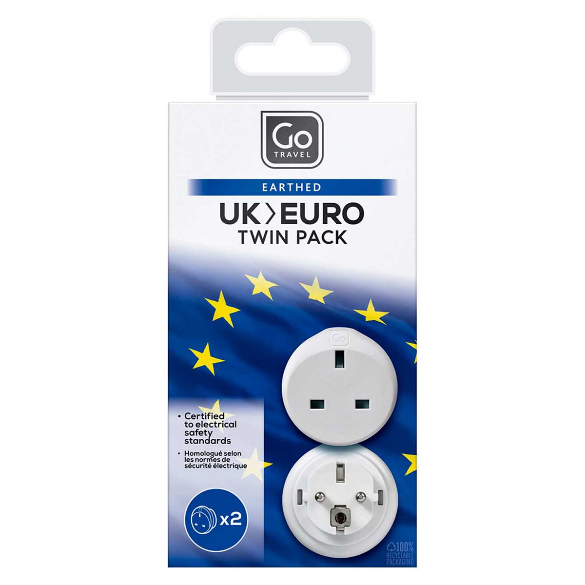 Go Travel Uk-Eu Twin Adaptors