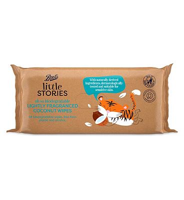 Boots Little Stories Oh So Biodegradable Lightly Fragranced Coconut Wipes 64s