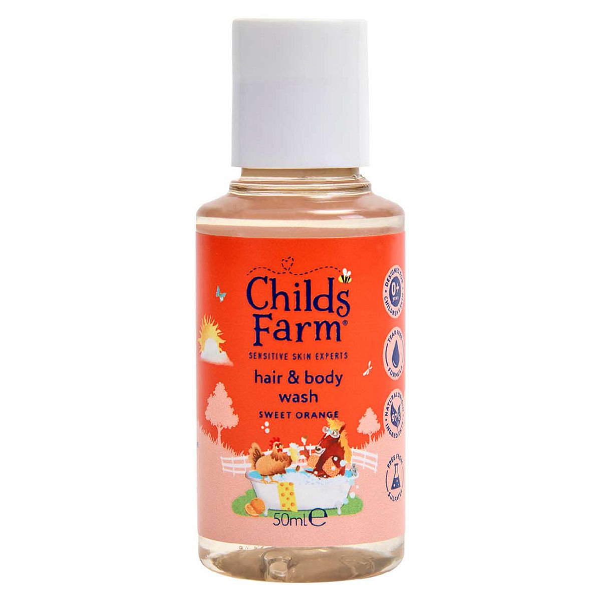 Child's Farm Childs Farm Hair & Body Wash, Sweet Orange 50Ml Gentle Tear-Free Formula For Kids, Babies Sensitive Skin