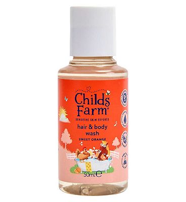 Childs Farm Hair & Body Wash, Sweet Orange 50ml Gentle Tear-Free Formula for Kids, Babies & Sensitiv