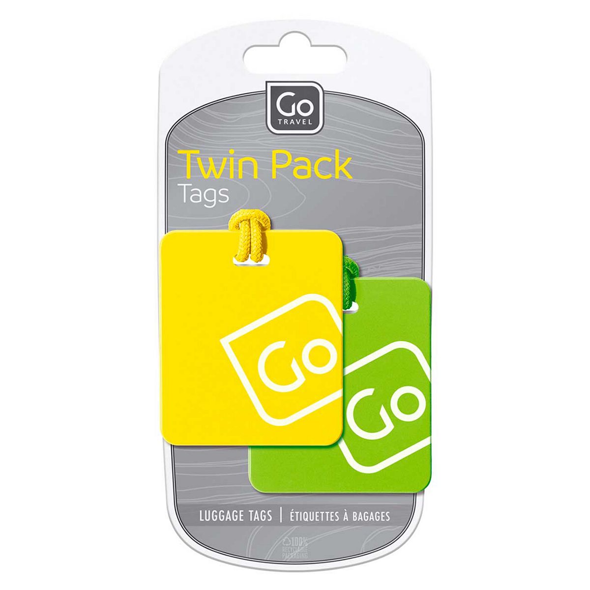 Go Travel Lug Tags Twin Pack Yellow Green