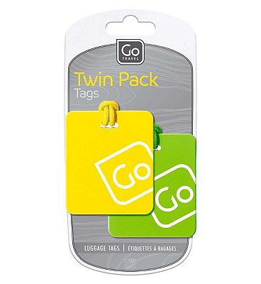 Go Travel Lug Tags Twin Pack Yellow Green