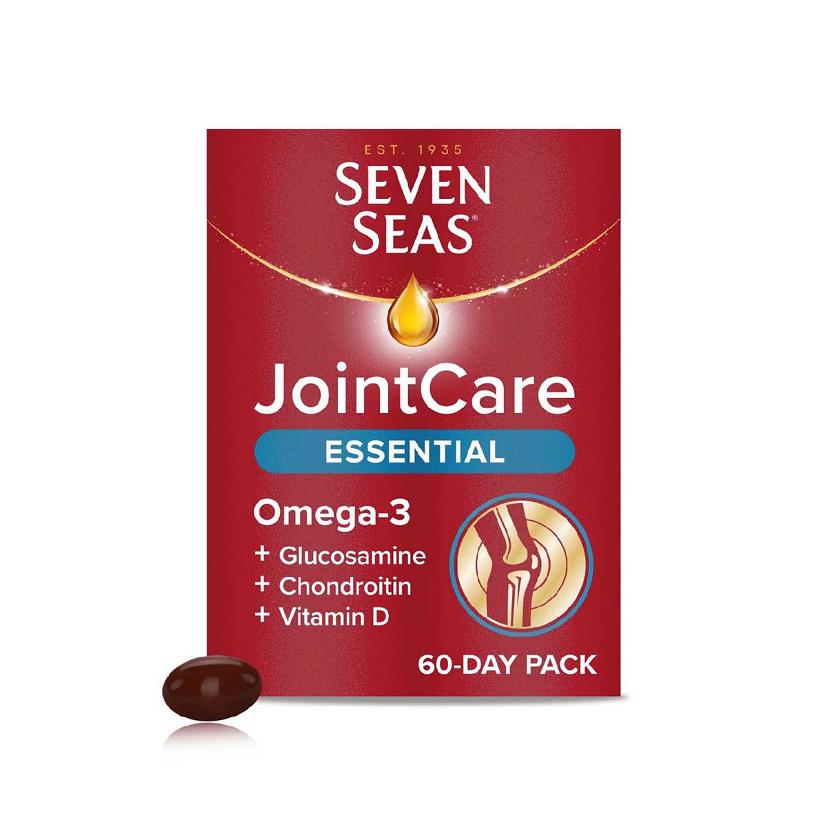 Seven Seas Jointcare Essential, With Omega-3, Glucosamine, Chondroitin, Vitamins C And D, Manganese Zinc, 60-Day Pack