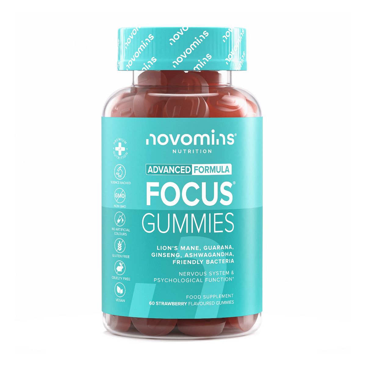 Novomins Focus Gummies Strawberry Flavour 60S