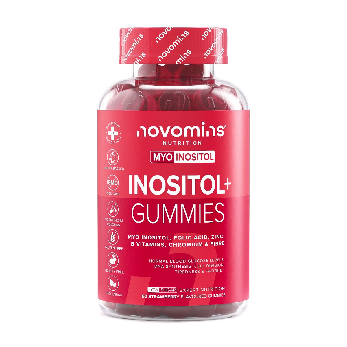 Novomins Inositol Gummies Strawberry Flavour 60S