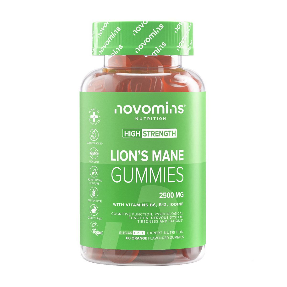 Novomins Lions Mane Gummies Orange Flavour 60S