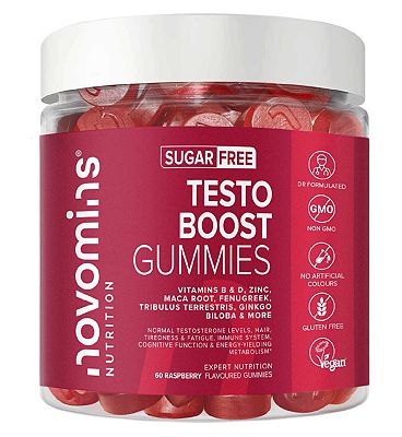 Novomins Testo Boost Gummies Raspberry Flavour 60s