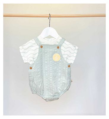 Maybe Baby Printed Jersey T-Shirt & Woven Texture Dungarees 18 - 24 Months