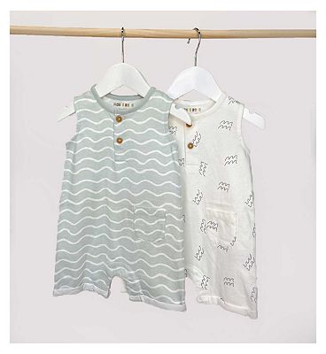 Maybe Baby 2 Pack Jersey Slub Rompers 6 - 9 Months