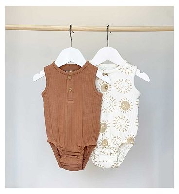 Maybe Baby 2 Pack Wide Rib Relaxed Bodysuits 3 - 6 Months
