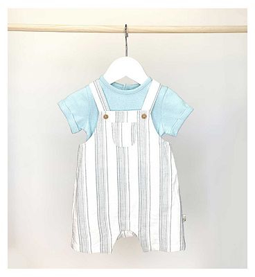 Maybe Baby Waffle Bodysuits & Woven Dungarees 6 - 9 Months
